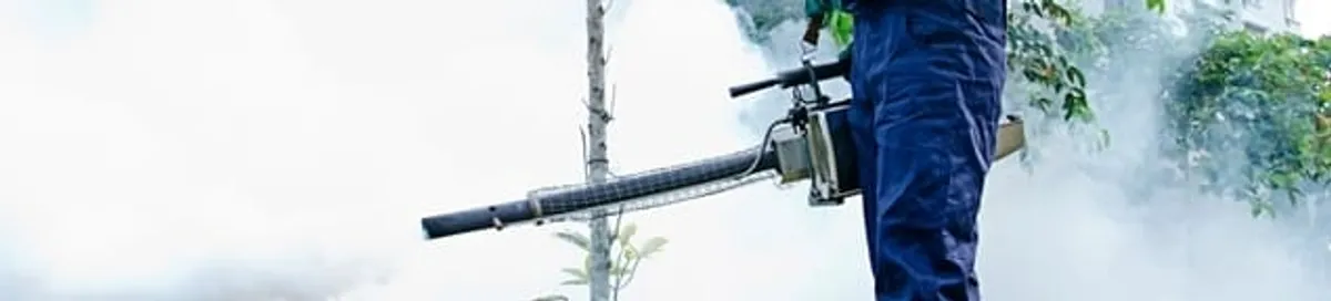 Pest control technician fogging an outdoor area for insect control in New Orleans, LA